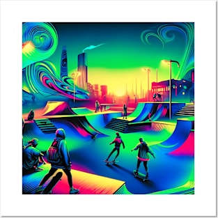 Cyberpunk Skatepark Neon uv reactive Nights Posters and Art